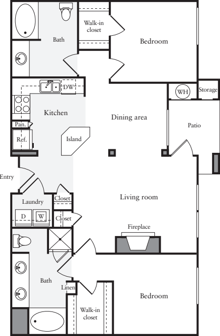 2 Bedrooms D floor plan