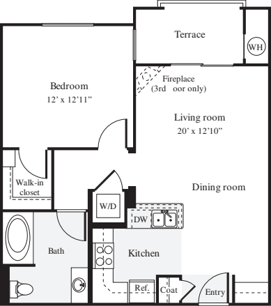 1 Bedroom B floor plan