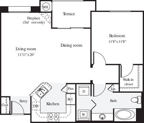 1 Bedroom C floor plan