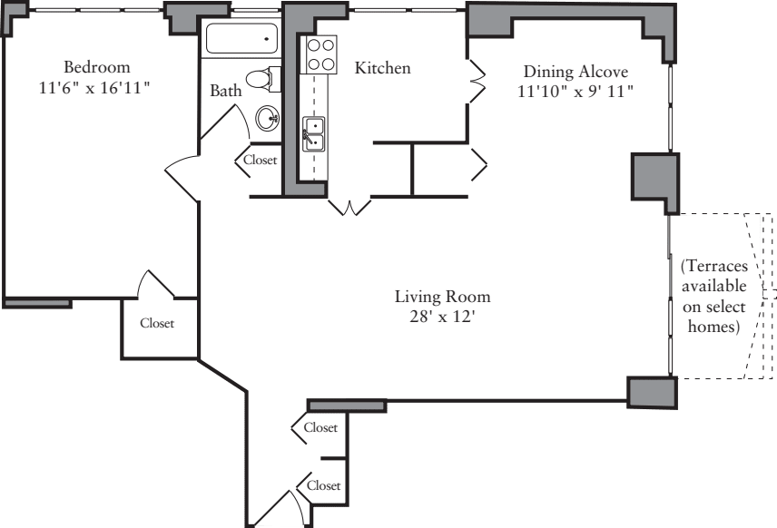1 Bedroom A floor plan