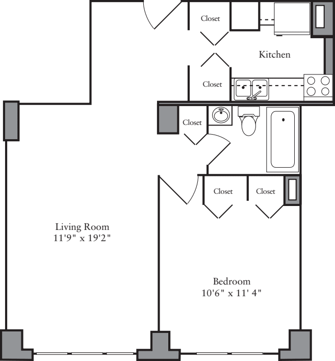 1 Bedroom C floor plan
