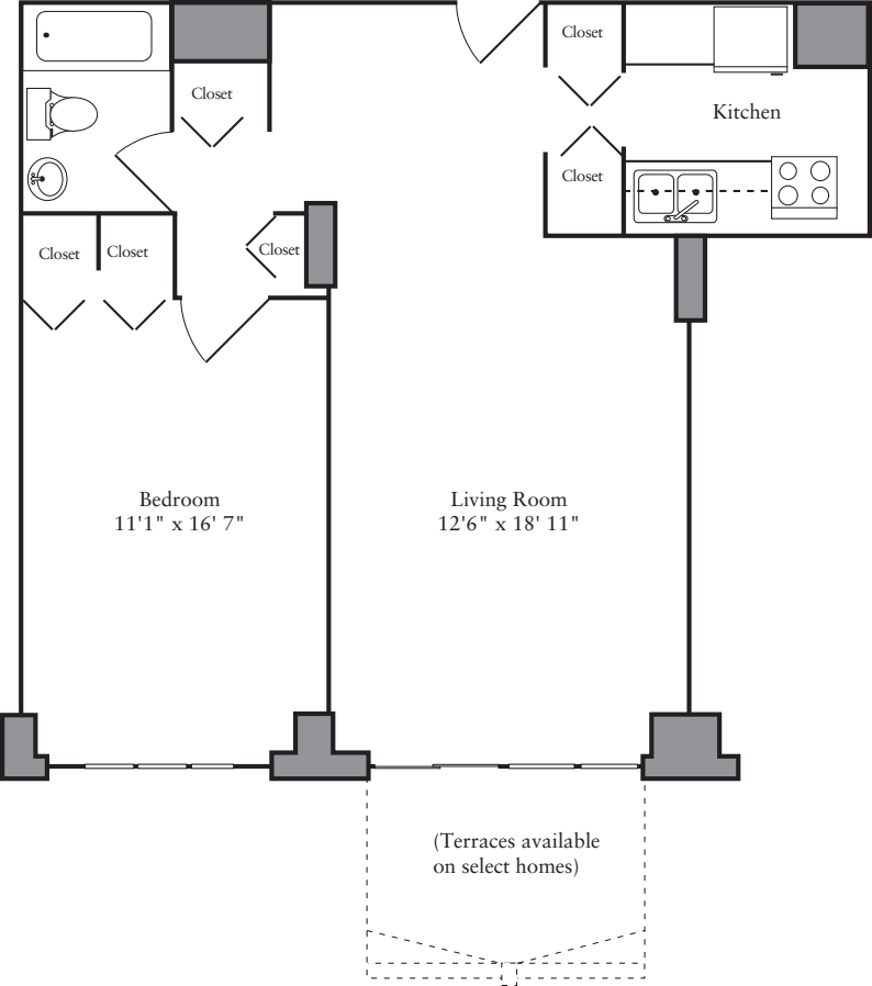 1 Bedroom D floor plan