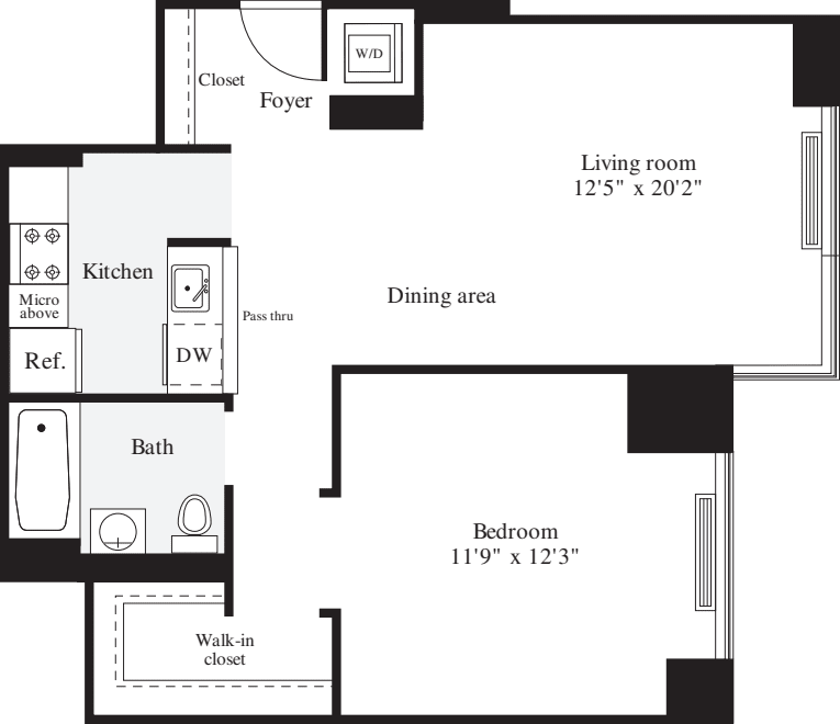 1 Bedrooms J floor plan