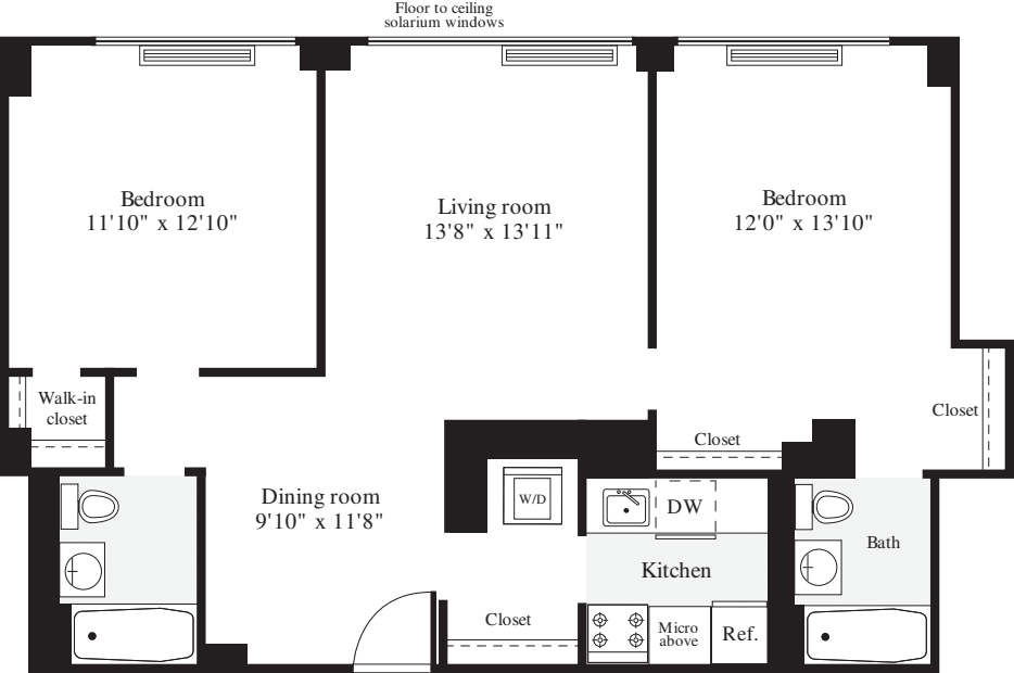 2 Bedrooms E floor plan