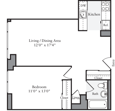 1 Bedroom K floor plan