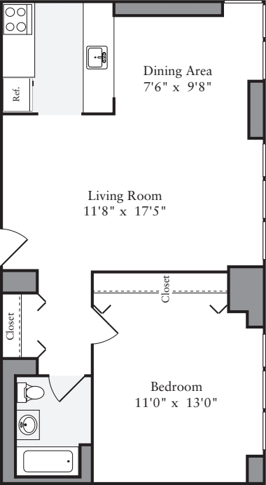 1 Bedroom M floor plan
