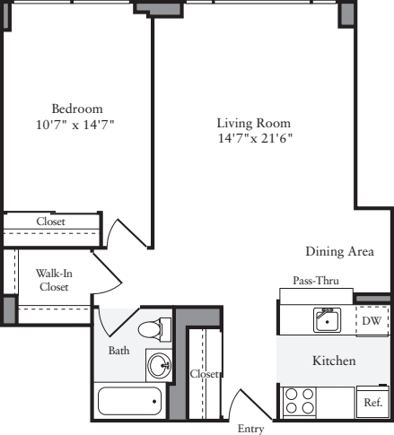 1 Bedroom Q floor plan