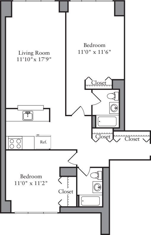 2 Bedrooms D floor plan