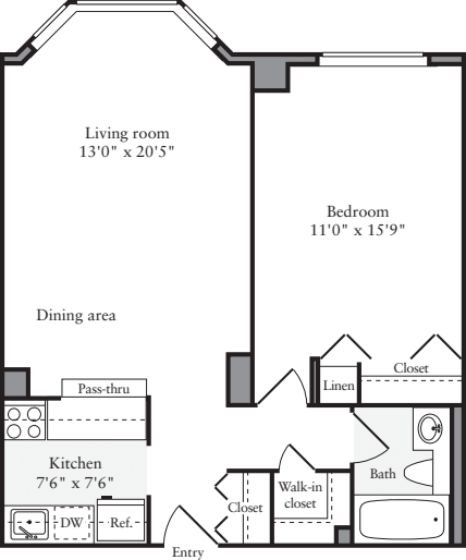 1 Bedroom Q floor plan