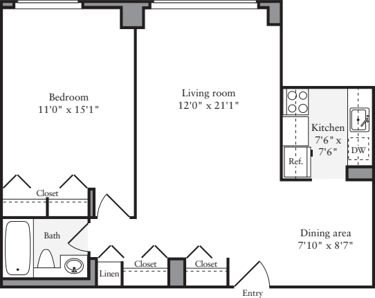 1 Bedroom A floor plan