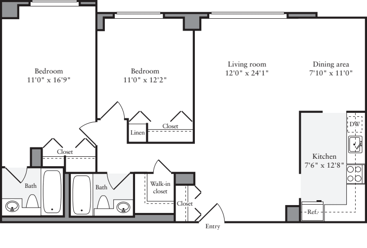 2 Bedrooms D floor plan