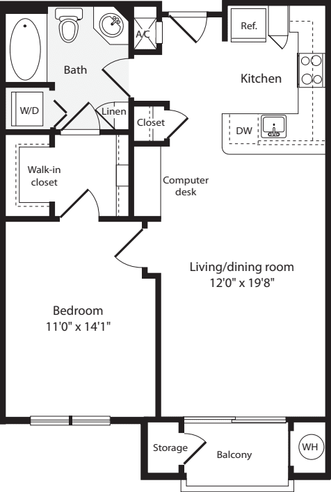 1 Bedroom C floor plan