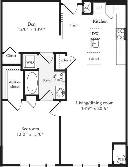 1 Bedroom M floor plan