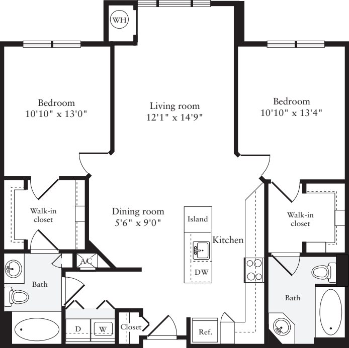 2 Bedrooms E floor plan