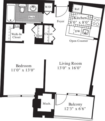 1 Bedroom C floor plan