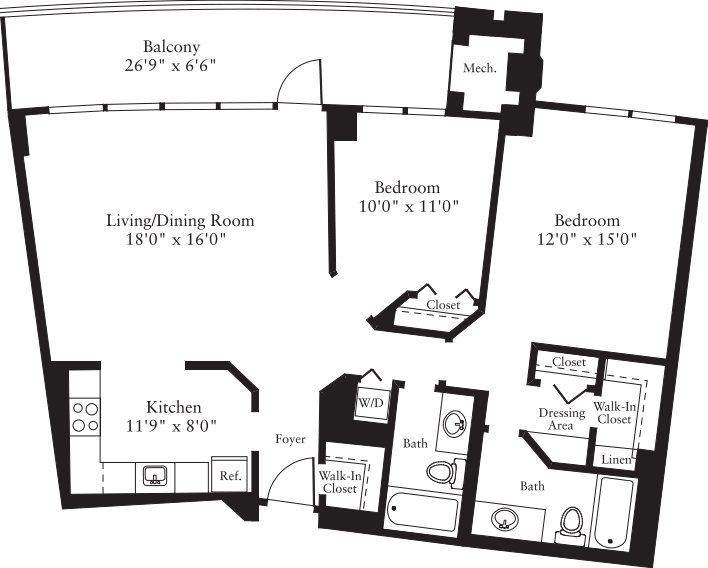 2 Bedrooms D floor plan