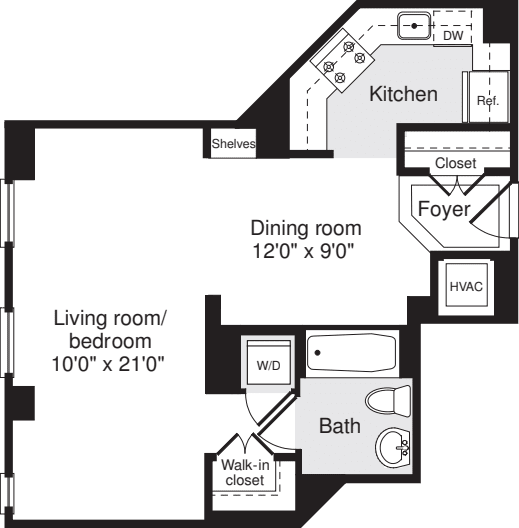 Studio A floor plan