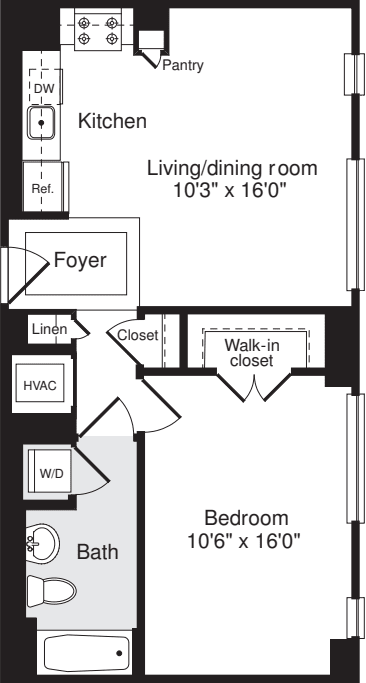 1 Bedroom H floor plan