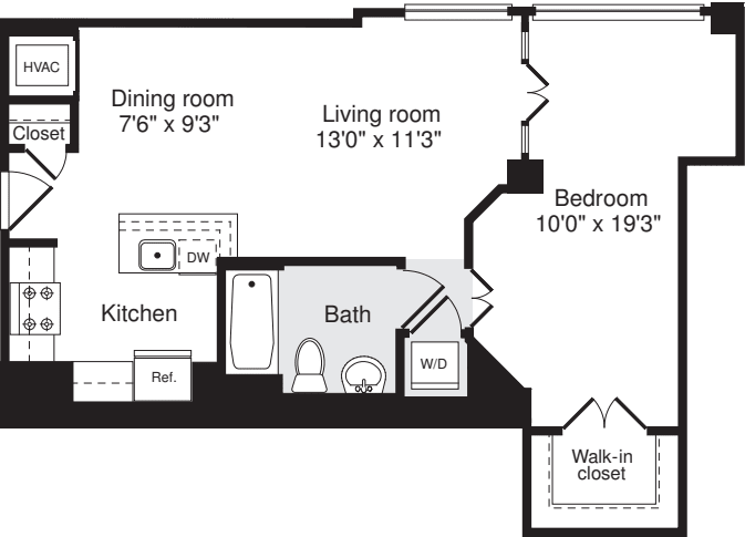 1 Bedroom M floor plan
