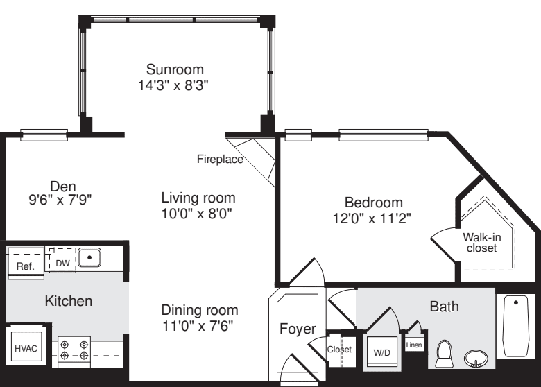 1 Bedroom BB floor plan