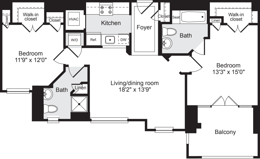 2 Bedrooms C floor plan