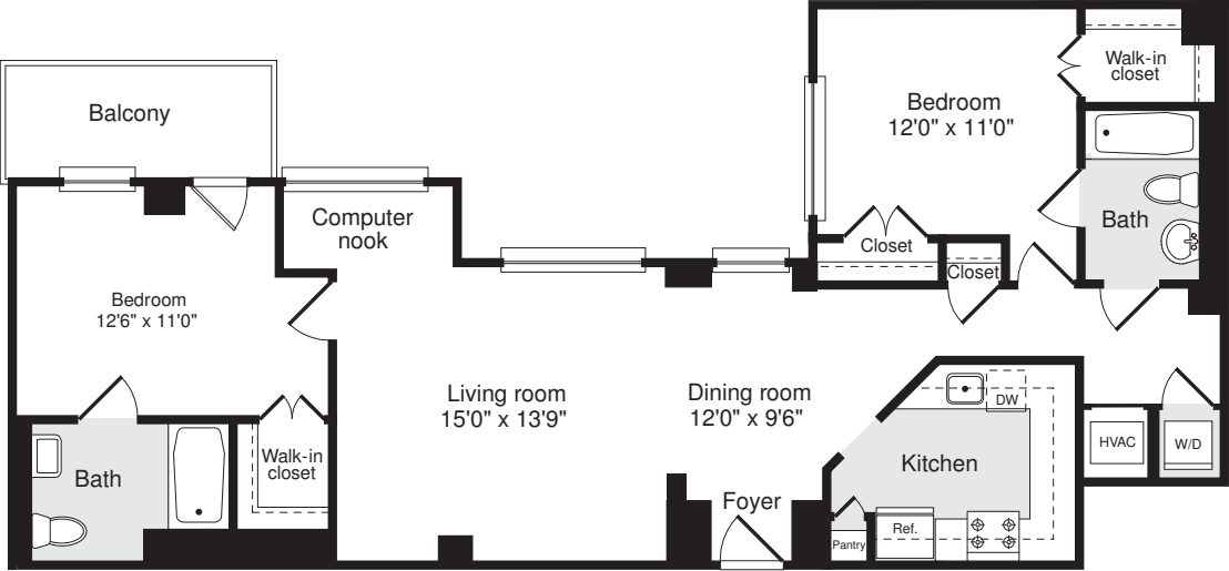 2 Bedrooms J floor plan
