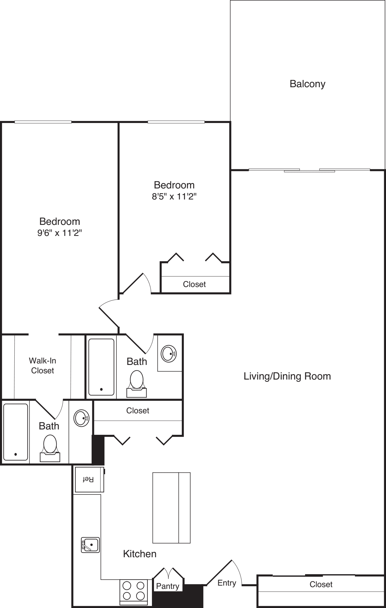 2 Bedrooms G floor plan