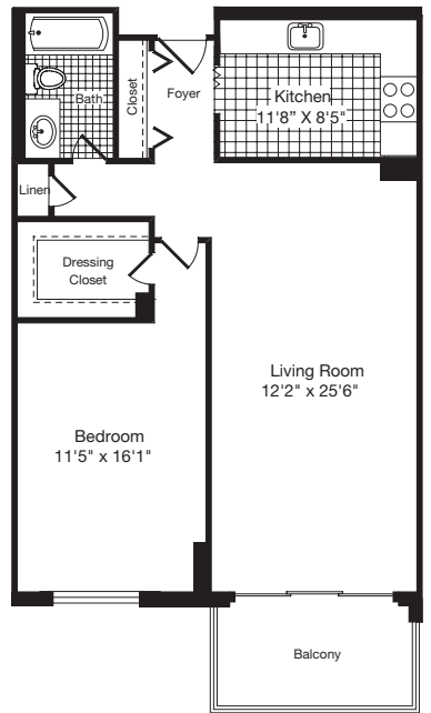 1 Bedroom A floor plan