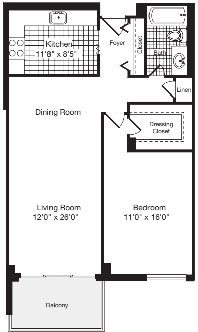 1 Bedroom C floor plan