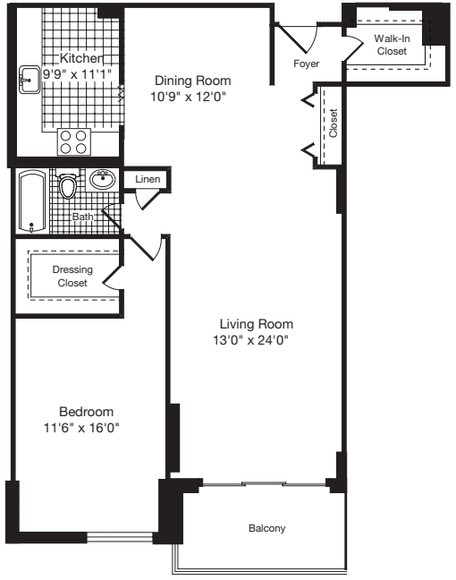 1 Bedroom P floor plan