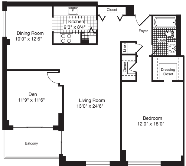 1 Bedroom GG floor plan