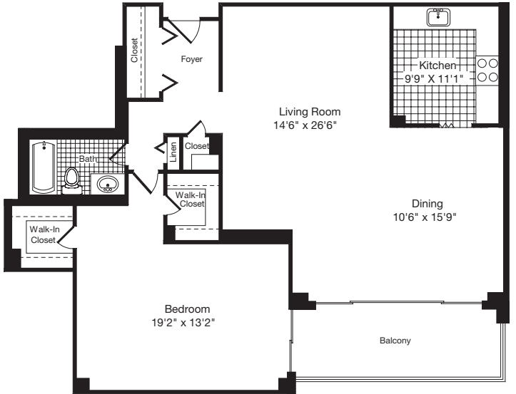 1 Bedroom II floor plan