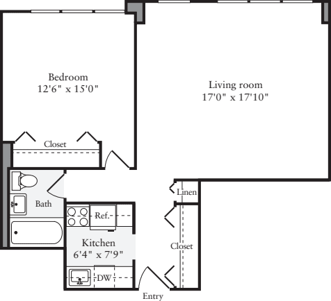 1 Bedroom P floor plan