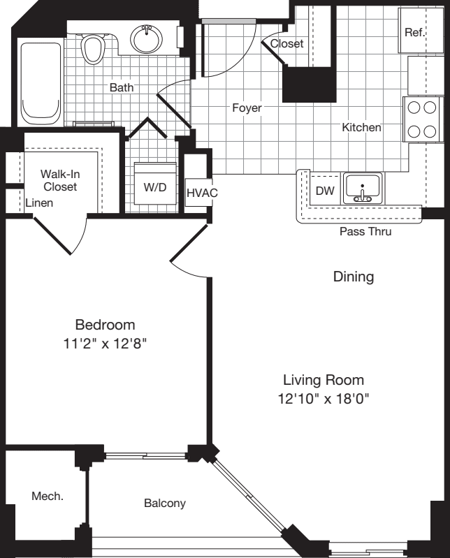1 Bedroom E floor plan