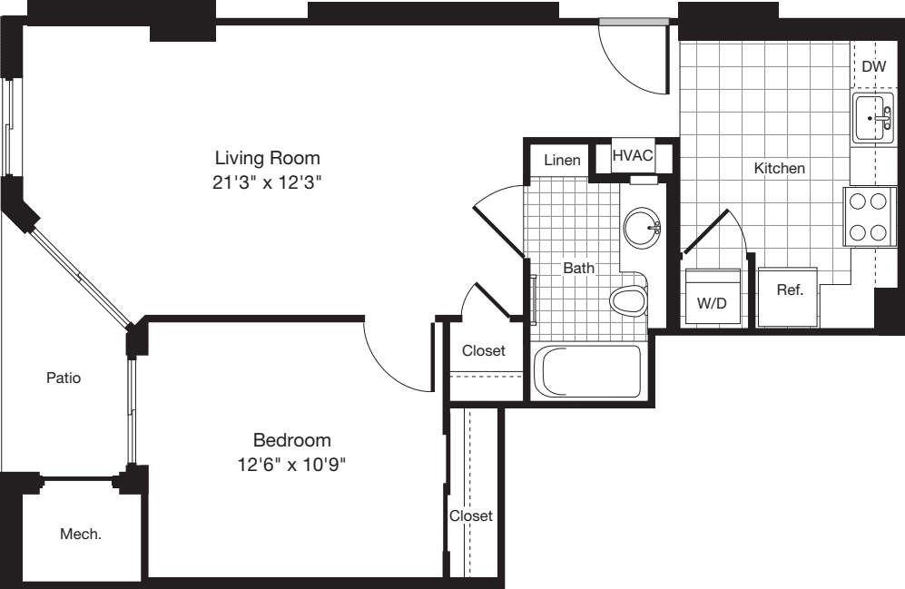 1 Bedroom G floor plan