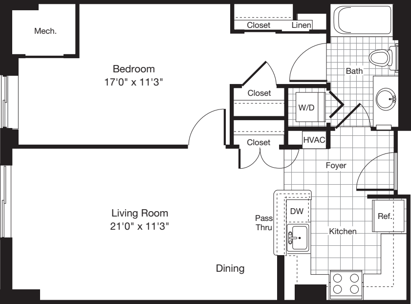 1 Bedroom P floor plan
