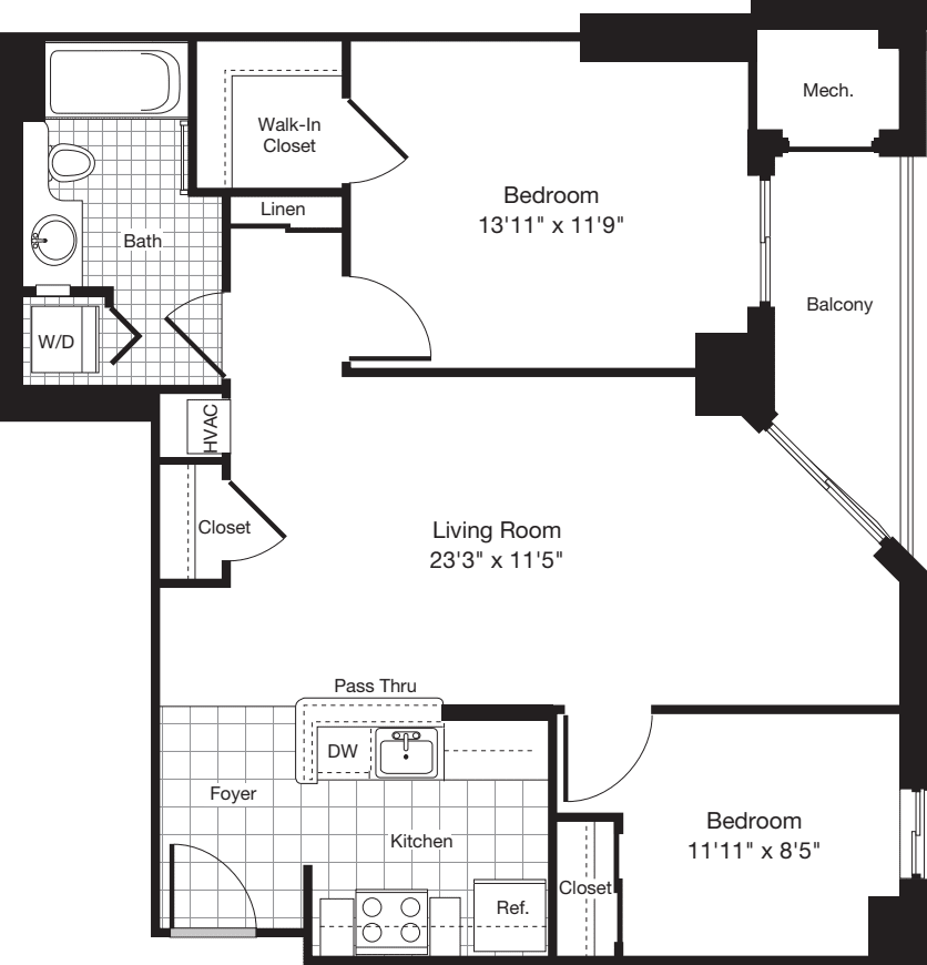 2 Bedroom CC floor plan
