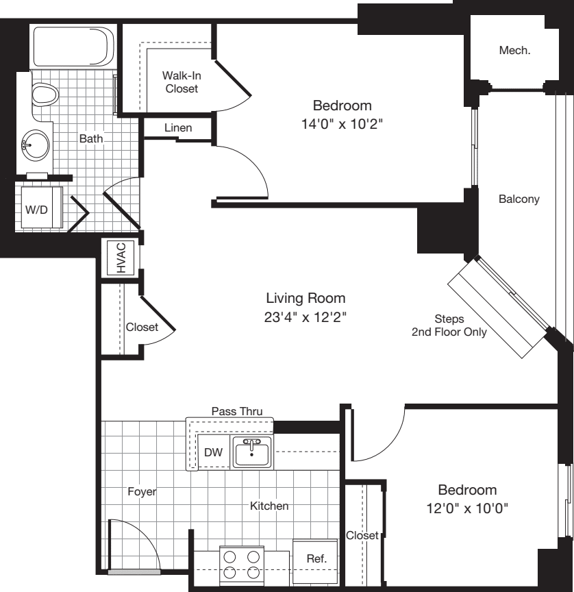 2 Bedrooms B floor plan