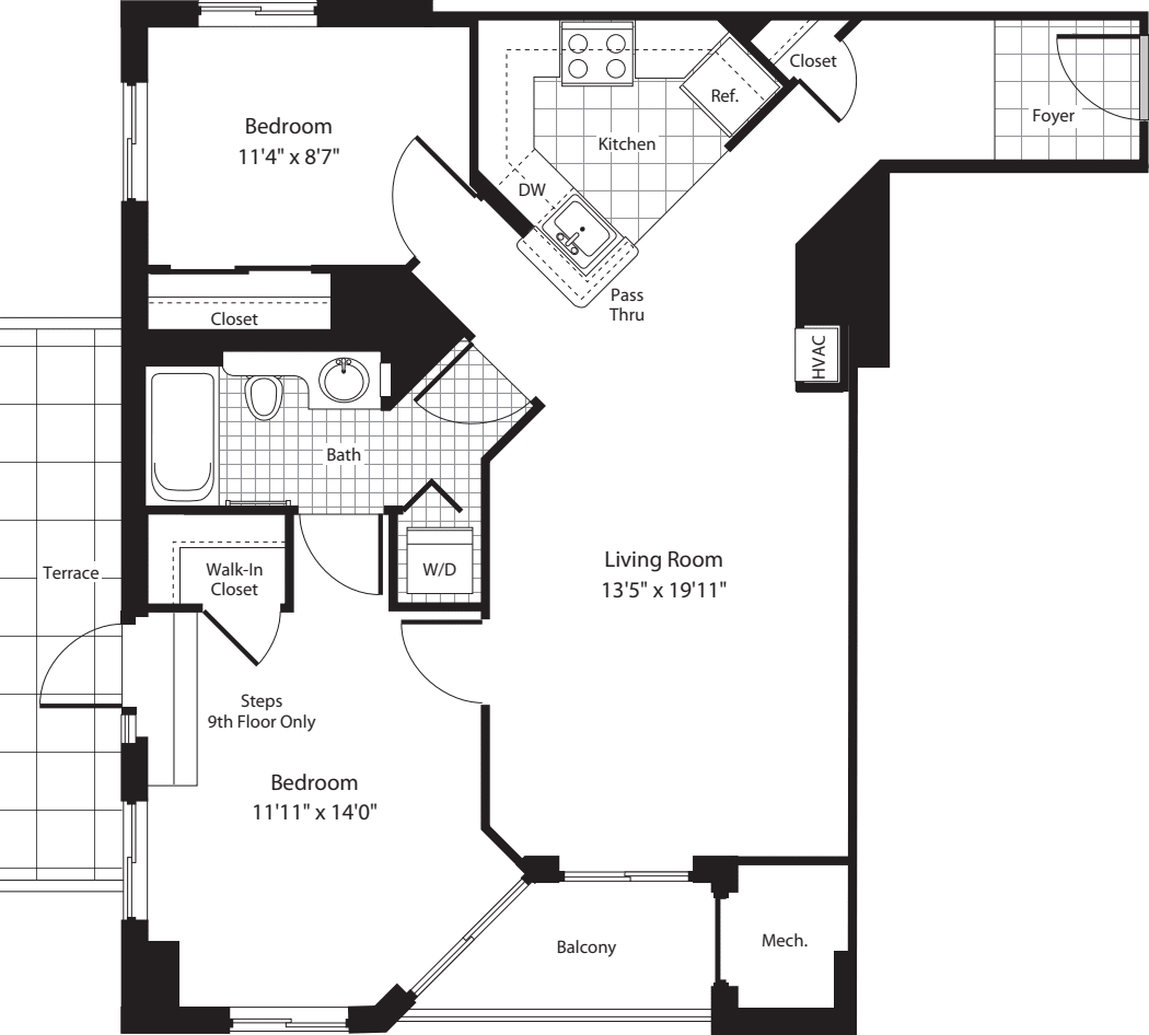 2 Bedroom AA floor plan