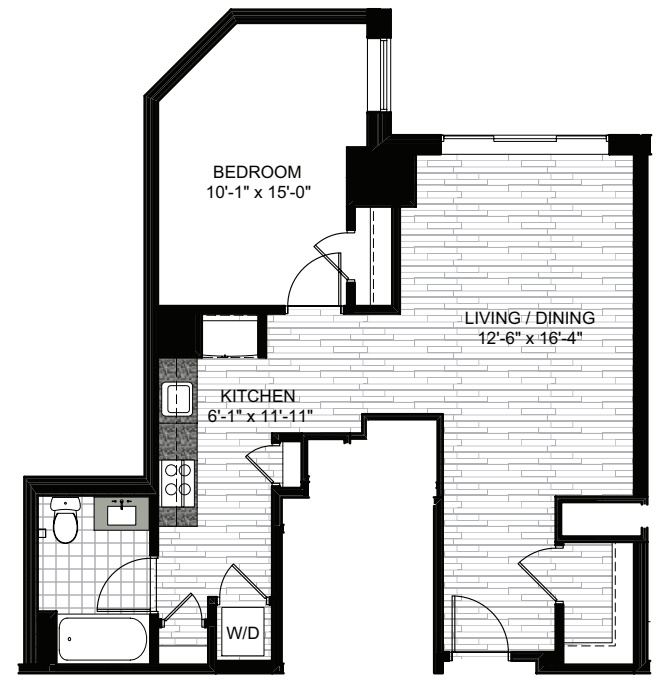 1 Bedroom M floor plan