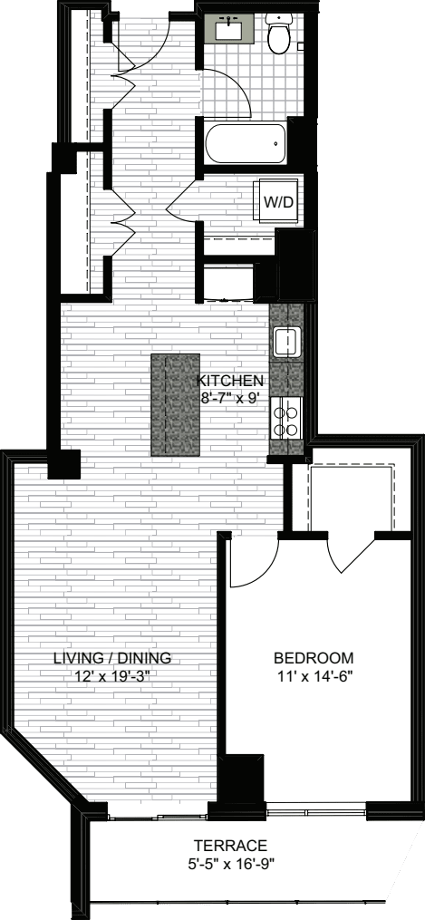 1 Bedroom R floor plan
