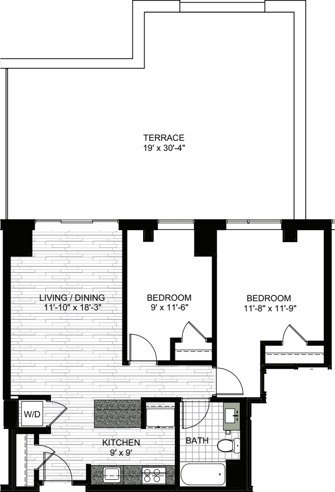 2 Bedrooms A floor plan