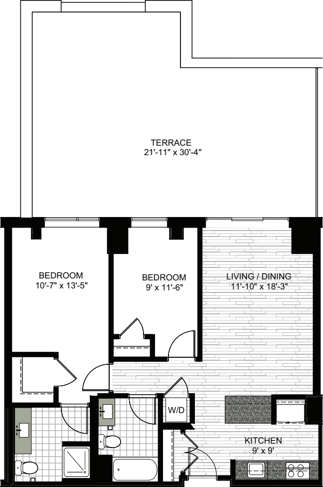 2 Bedrooms C floor plan