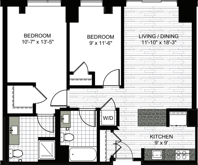 2 Bedrooms D floor plan