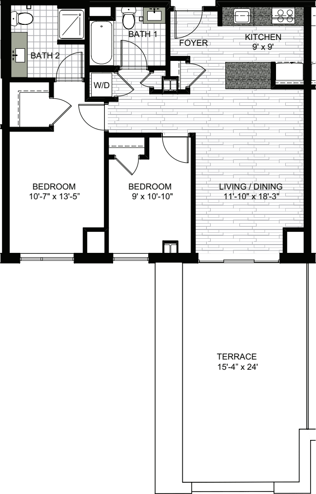 2 Bedrooms F floor plan