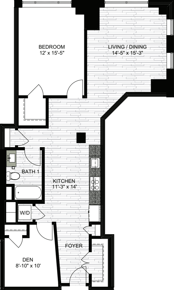 1 Bedroom PP floor plan