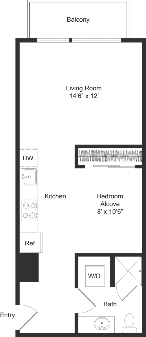 Studio + Alcove C3 floor plan