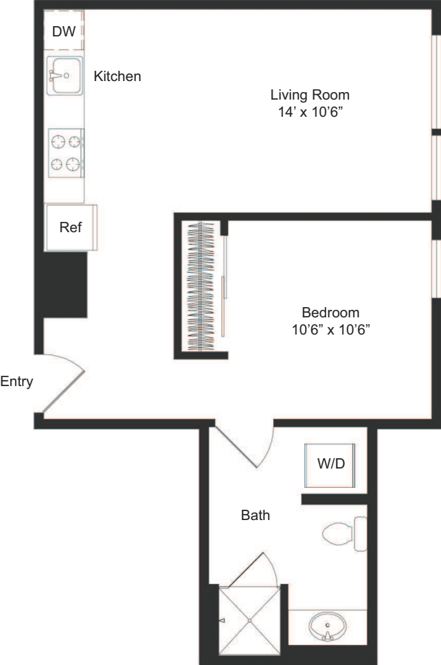 One Bedroom C4 floor plan