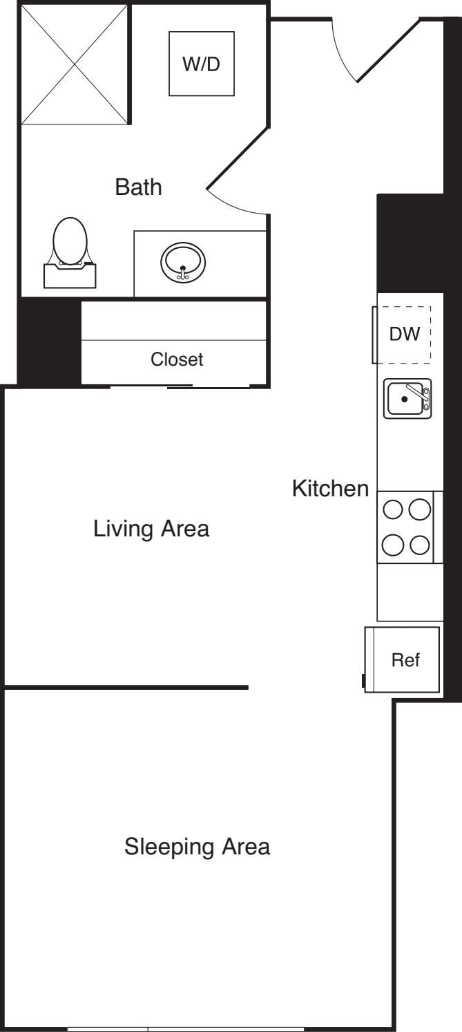 Studio + Alcove 2.1 floor plan