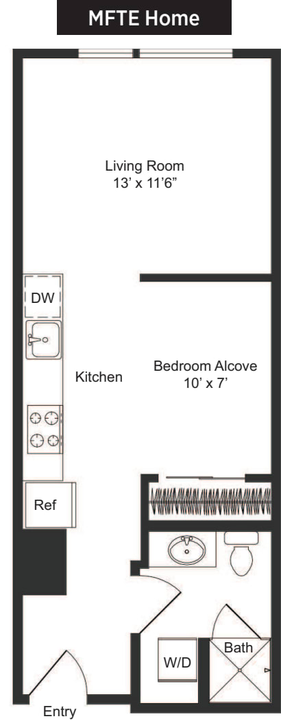 Studio + Alcove A2 MFTE floor plan